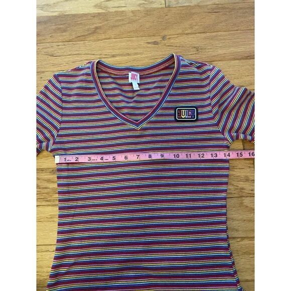Juicy Couture womens retro Rainbow Striped Body-Con v-neck midi dress size small - Picture 6 of 10